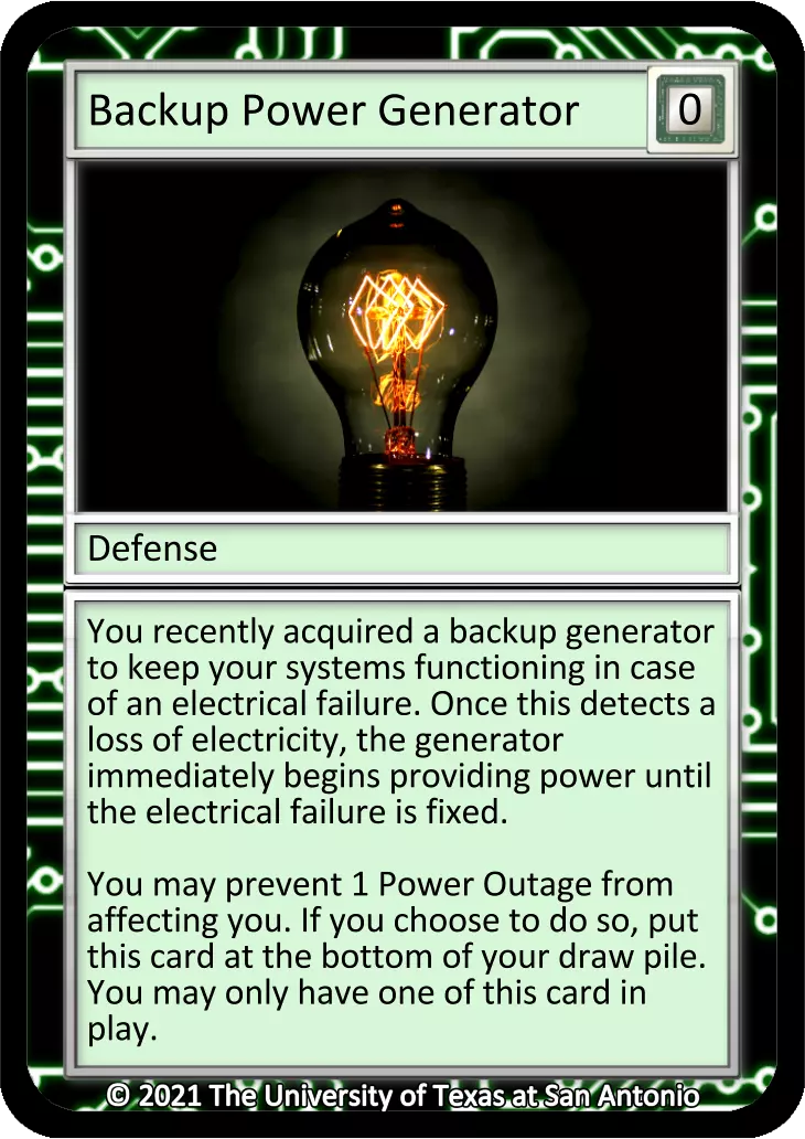 Backup Power Generator card