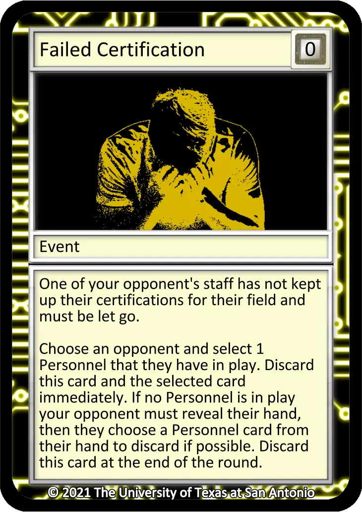 Failed Certification card